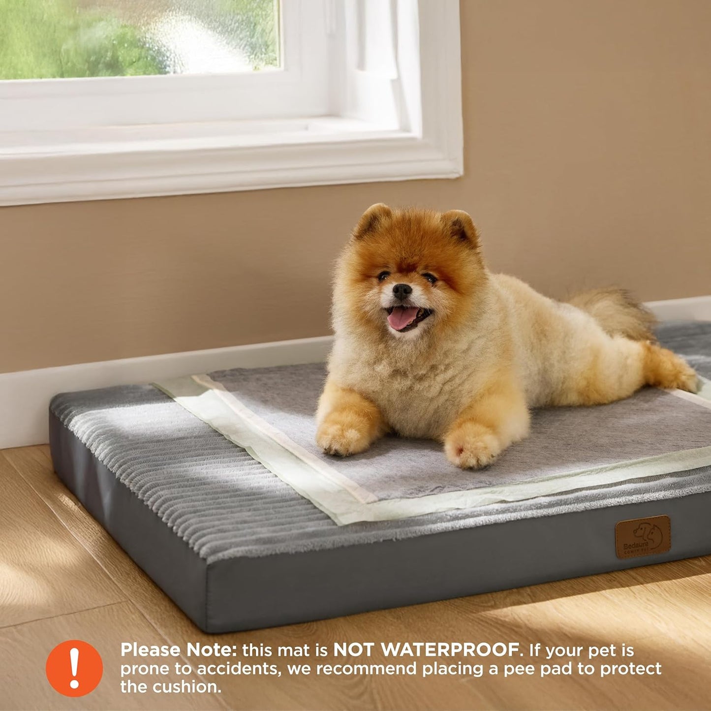 Bedsure Dog Bed Medium Size Dog - Orthopedic Pet Beds with Removable Machine Washable Cover, Egg Crate Foam Puppy Pad, Suitable for Pet Up to 35 lbs, 29"x18"