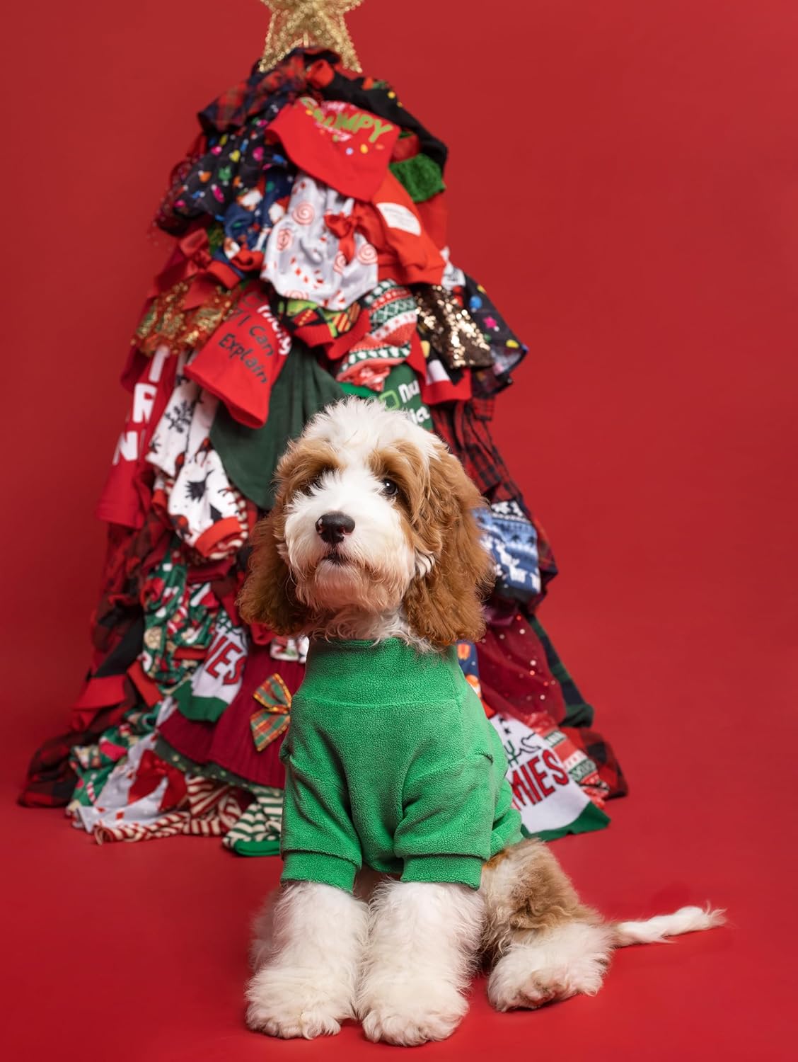 Fitwarm 3 Pack Classic Fleece Dog Sweater, Christmas Dog Winter Clothes for Small Dogs Boy Girl, Holiday Xmas Pet Apparel, Burgundy Red, Green, Navy Blue, Large