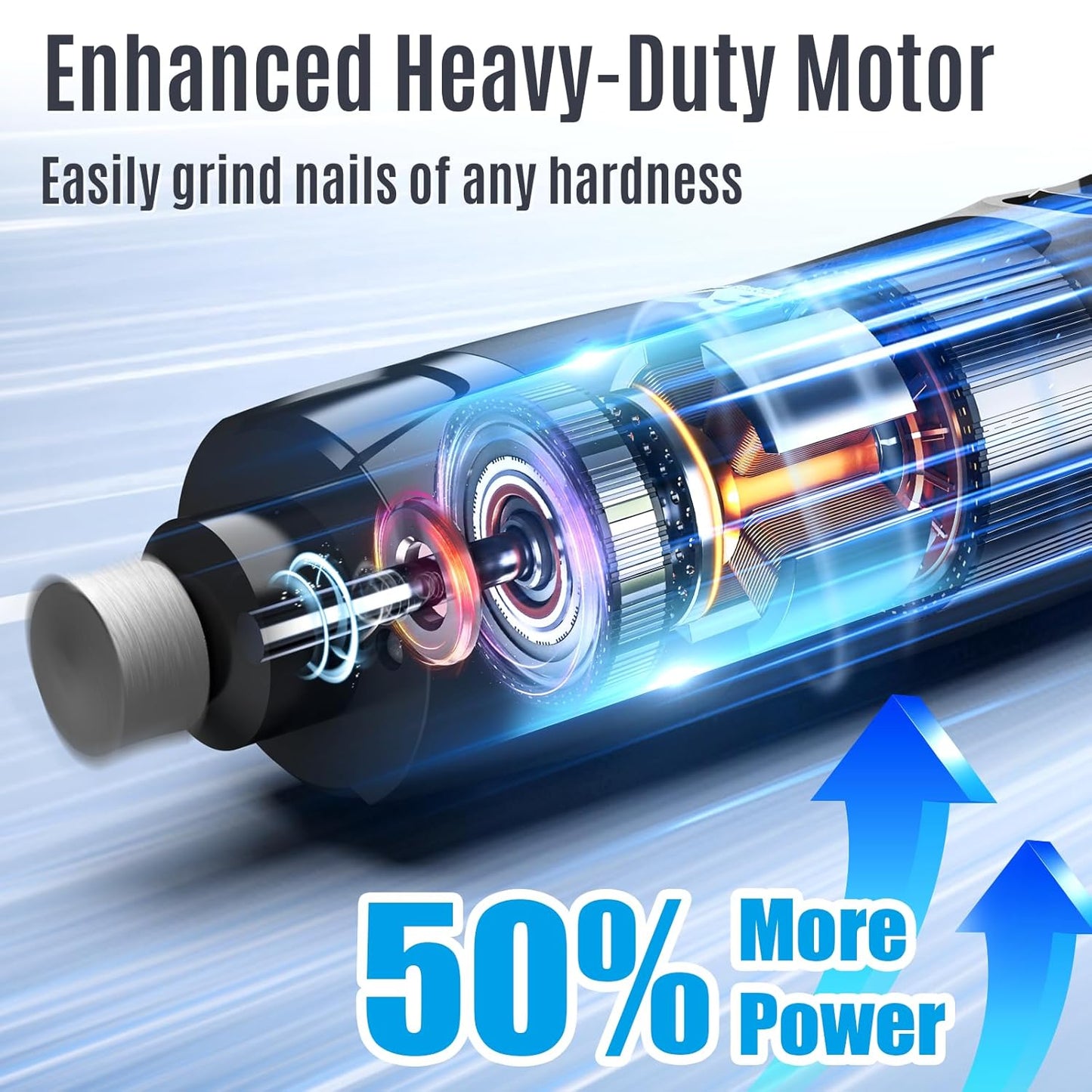 Casfuy New 6-Speed Dog Nail Grinder - 50% More Power Dog Nail Trimmers with 2 LED Lights Quiet 7h Running Time Electric Pet Nail Grinder File Toenail Grinder for Large Medium Small Dogs & Cats (Black)