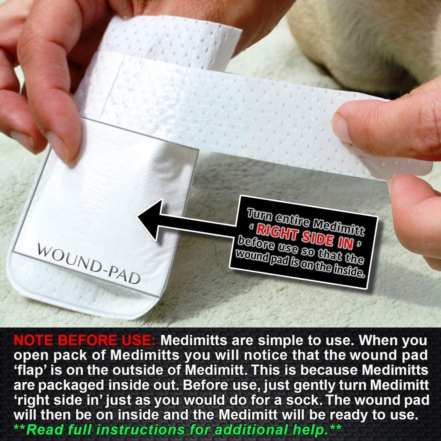 Medimitt Paw Bandages for Dogs, Cats and Pets – Stretchy Medical Booties, First Aid for Paws – Non Slip, Non Adhesive, Breathable, Disposable, Washable, Adjustable Strap, Value Pack (2XS 12-Pack)