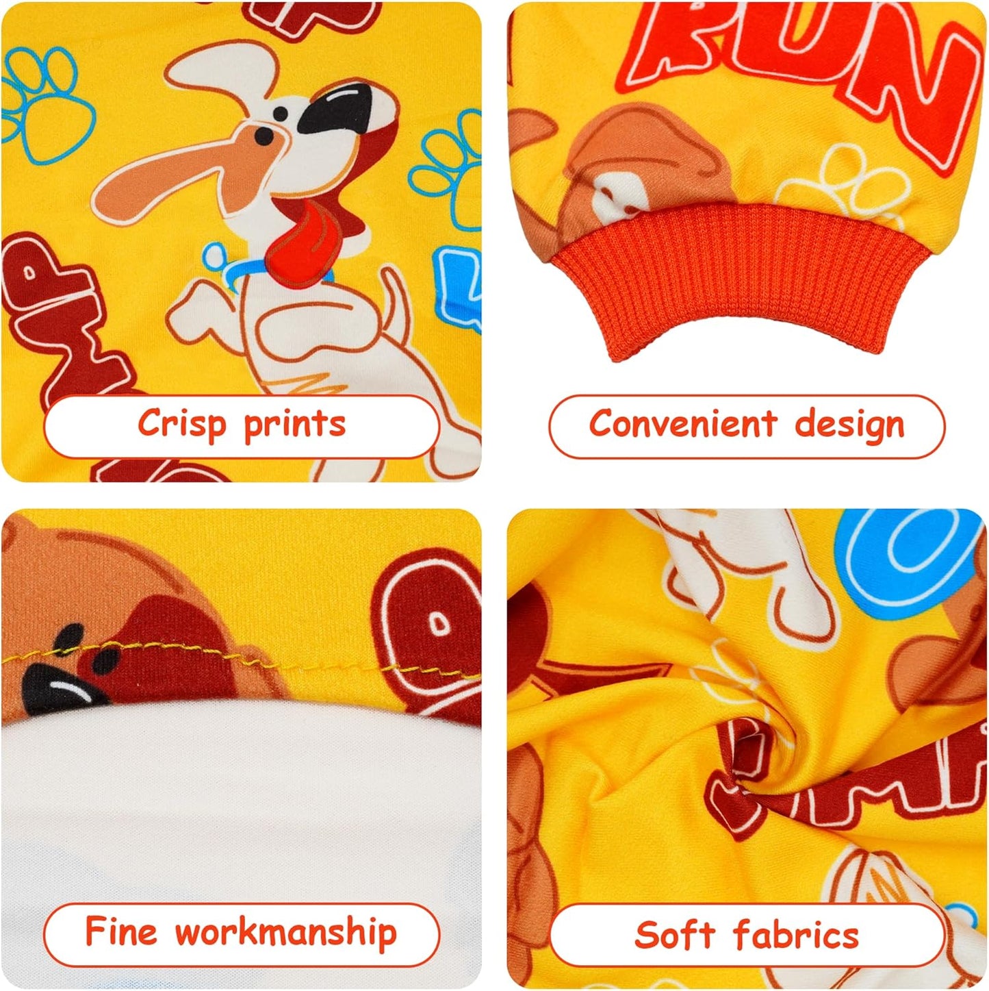 2PCS Dog Pajamas for Small Sized Doggie Pjs Clothes Puppy Onesies Outfits Pet Jammies Boy Girl Male Female Apparel Soft Lightweight Strechy Paw Bone Puppy Print S