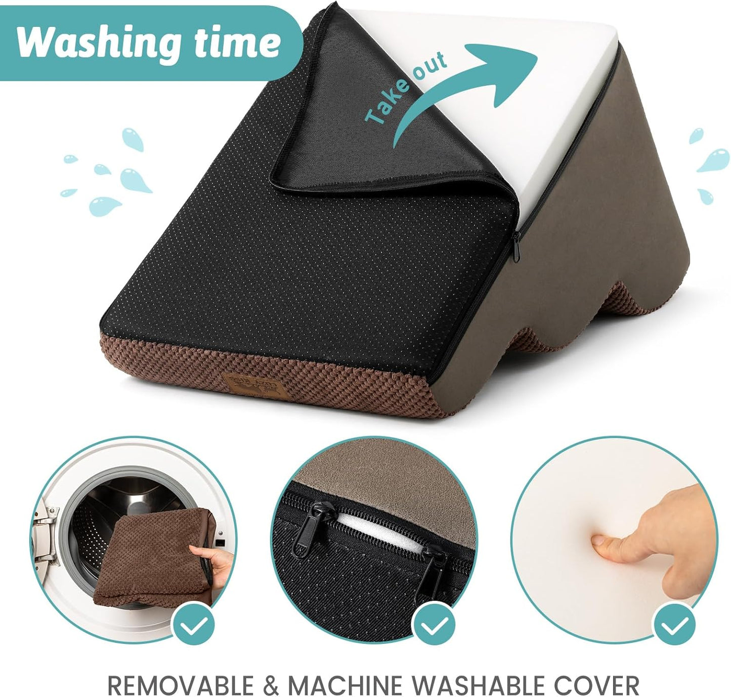 Dog Stairs for High Bed 22.6" H, Small Dog Step for Puppy, Older or Cat, Curved Ramp for Car, Ladder with High Density Foam, Lightweight, Durable, 15.7x33x22.6 inch, 5 Step, Brown