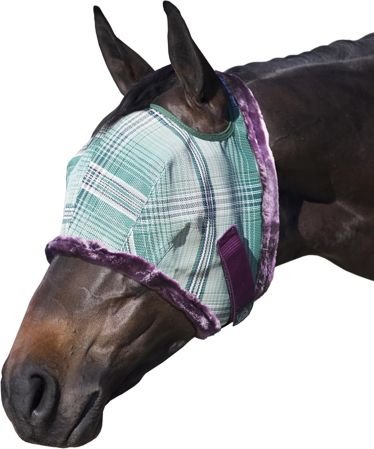 Kensington Fly Mask with Fleece Trim for Horses — Protects Face and Eyes from Flies and Sun Rays While Allowing Full Visibility — Breathable and Non Heat Transferring, XX-Large, Imperial Jade