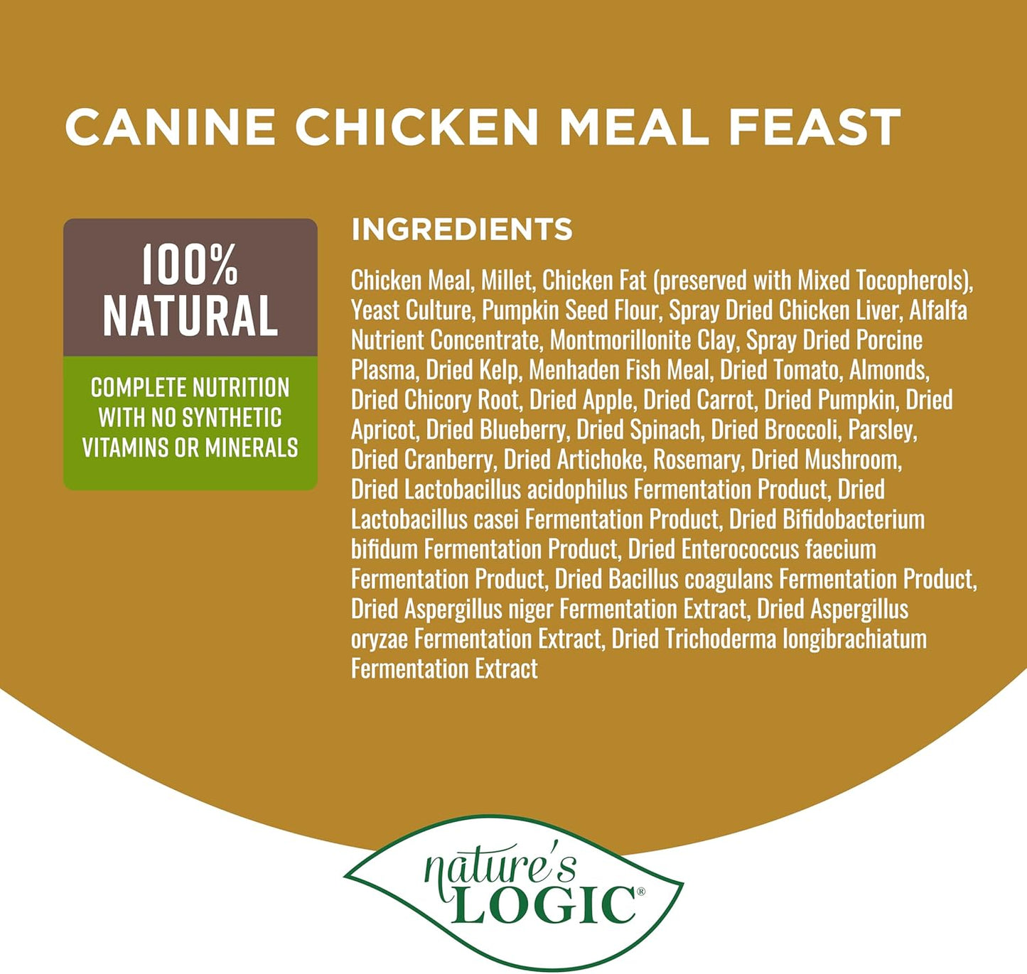 Nature's Logic Dry Dog Food - 100% Natural - No Synthetics - For All Ages, Sizes, Breeds - Free From Common Allergens, High Protein - Chicken Meal Feast, 4.4lbs