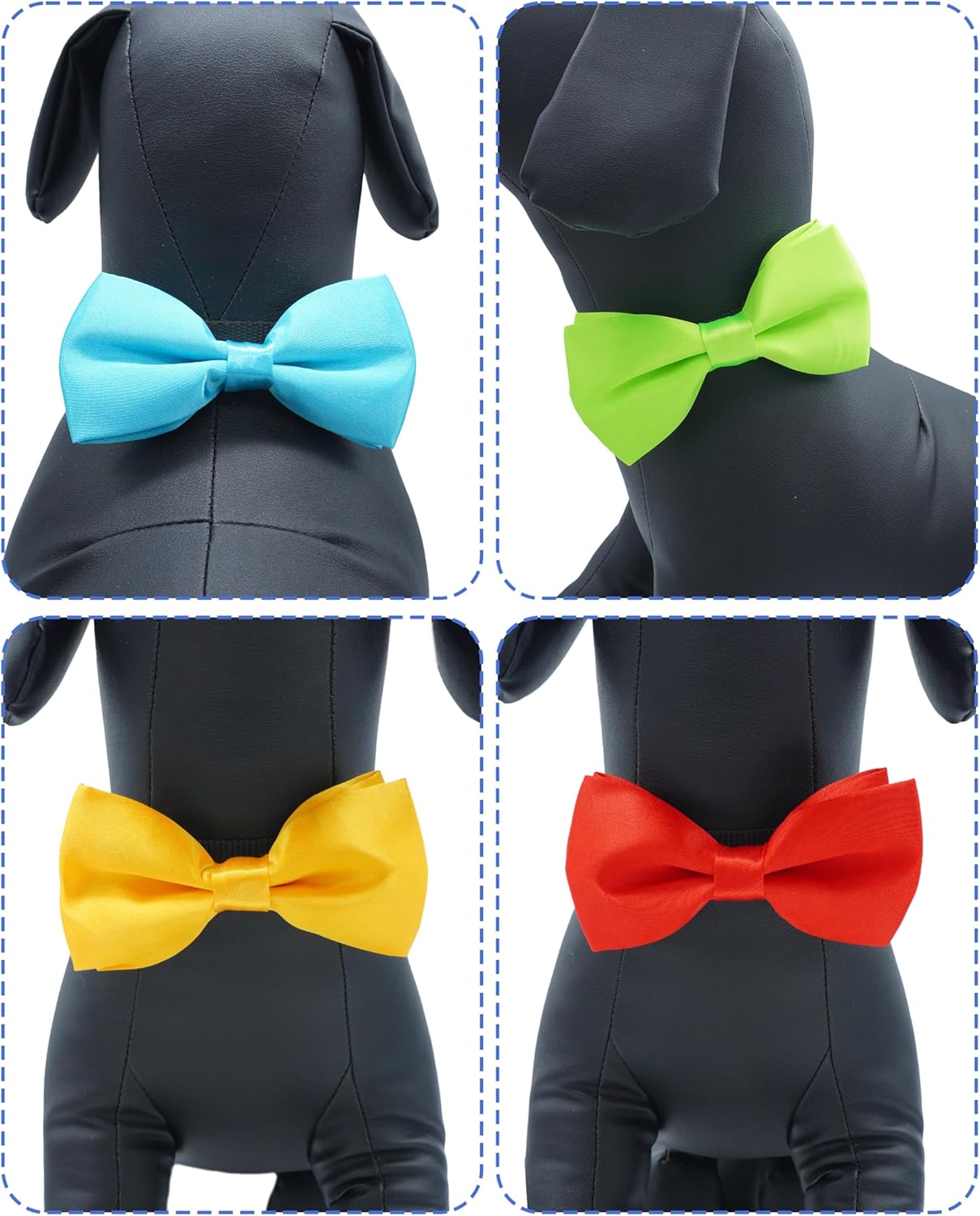 PET SHOW 12 Pack Plain Large Dogs Collar Embellishment Attachment Bow Ties for Medium Large Dogs Collar Charms Accessories Slides Bowties for Birthday Wedding Parties Assorted
