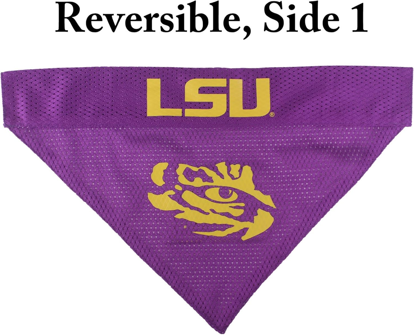 Pets First Collegiate Pet Accessories, Reversible Bandana, LSU Tigers, Large/X-Large