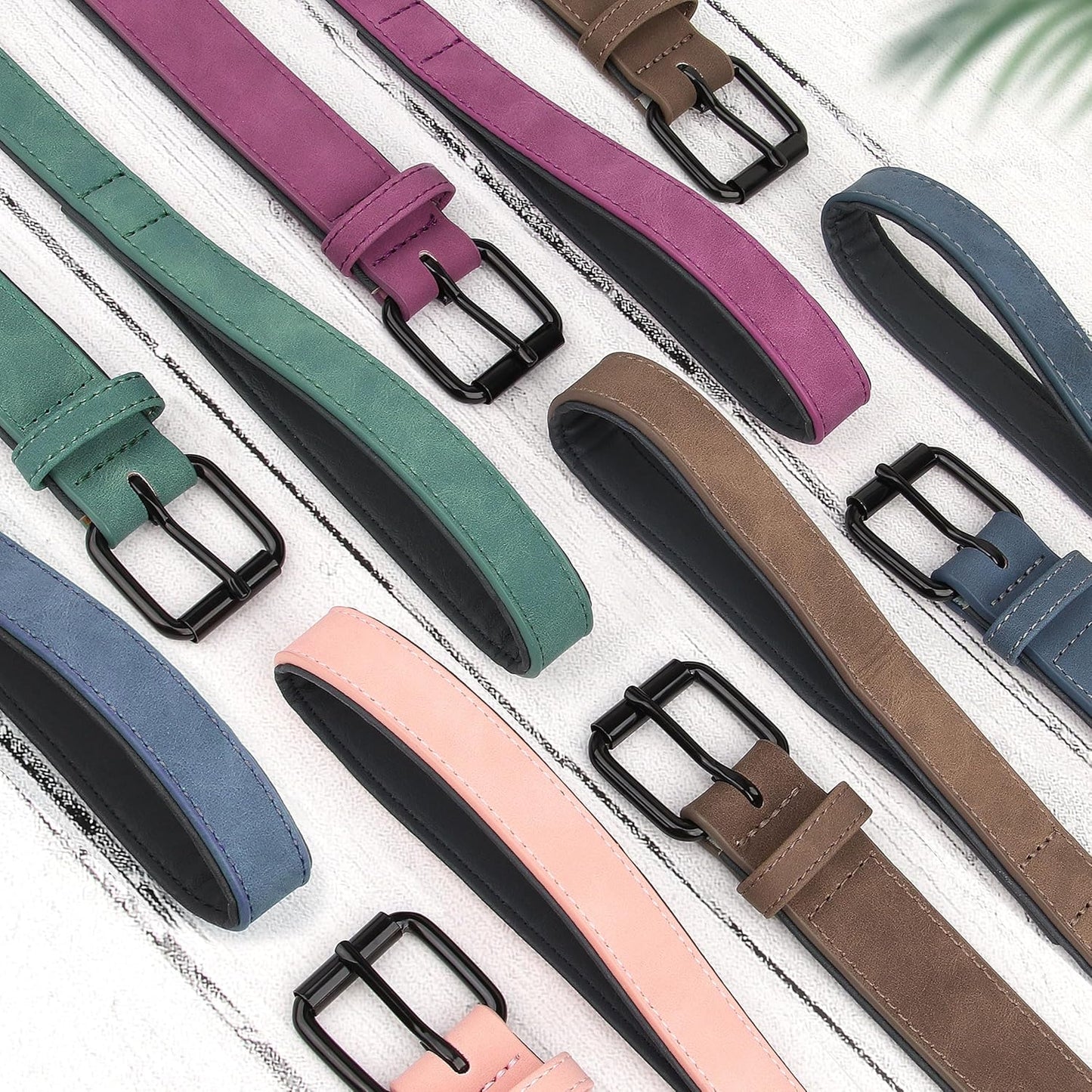 Didog Soft Padded Leather Dog Collar and Leash Set, Adjustable 4FT Faux Leather Dog Leash and Collar Set with Metal Buckle for Small Medium Large Dogs, Green, L