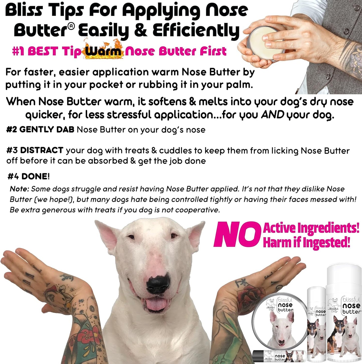 The Blissful Dog Bull Terrier Unscented Nose Butter, 2 oz
