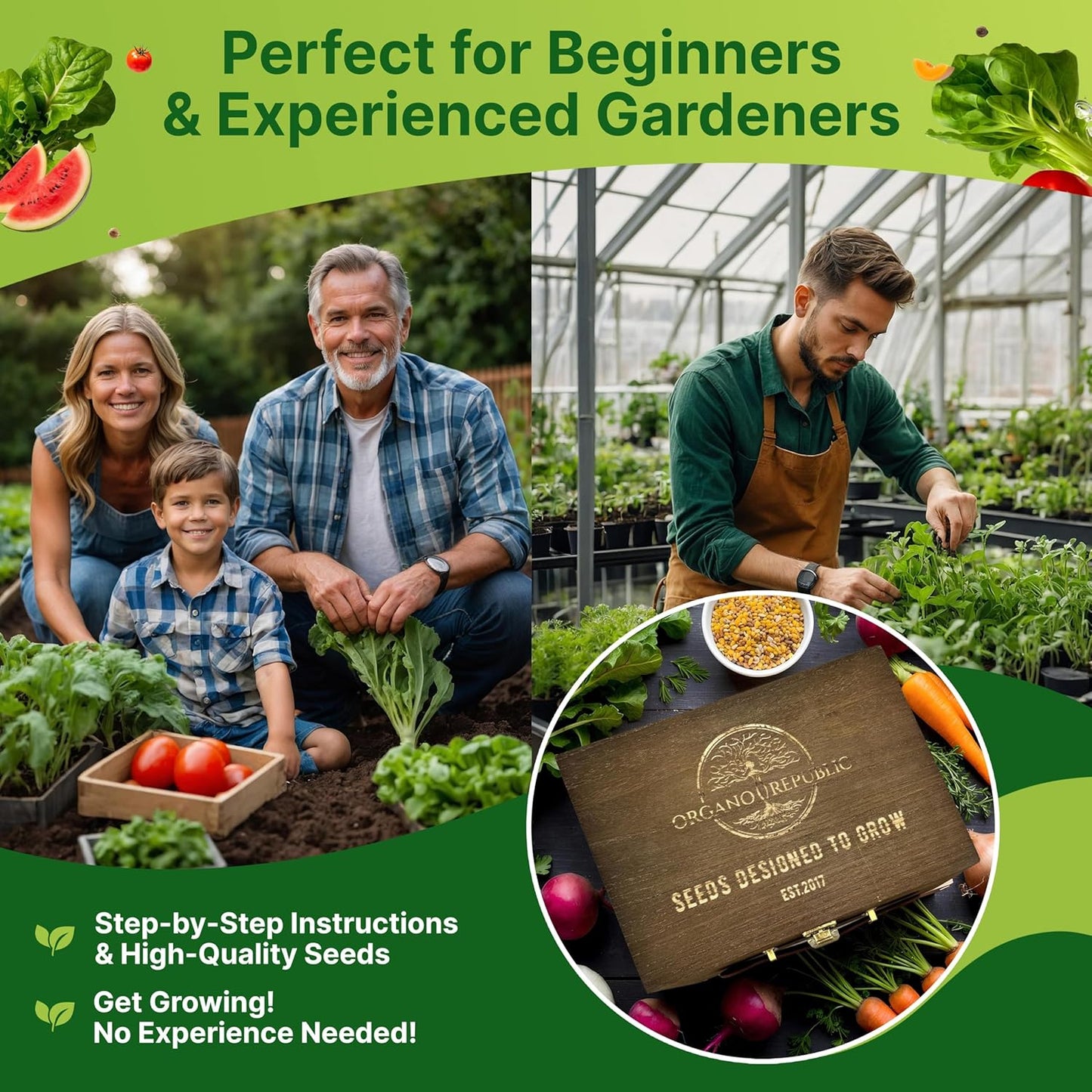 75 Vegetable & Greens Seeds Variety Pack, Garden Seed Starter Kit - Over 44,700 Non-GMO Heirloom Seeds for Planting Vegetables and Greens, Gift Seed Box with Gardening Supplies, Survival Kit