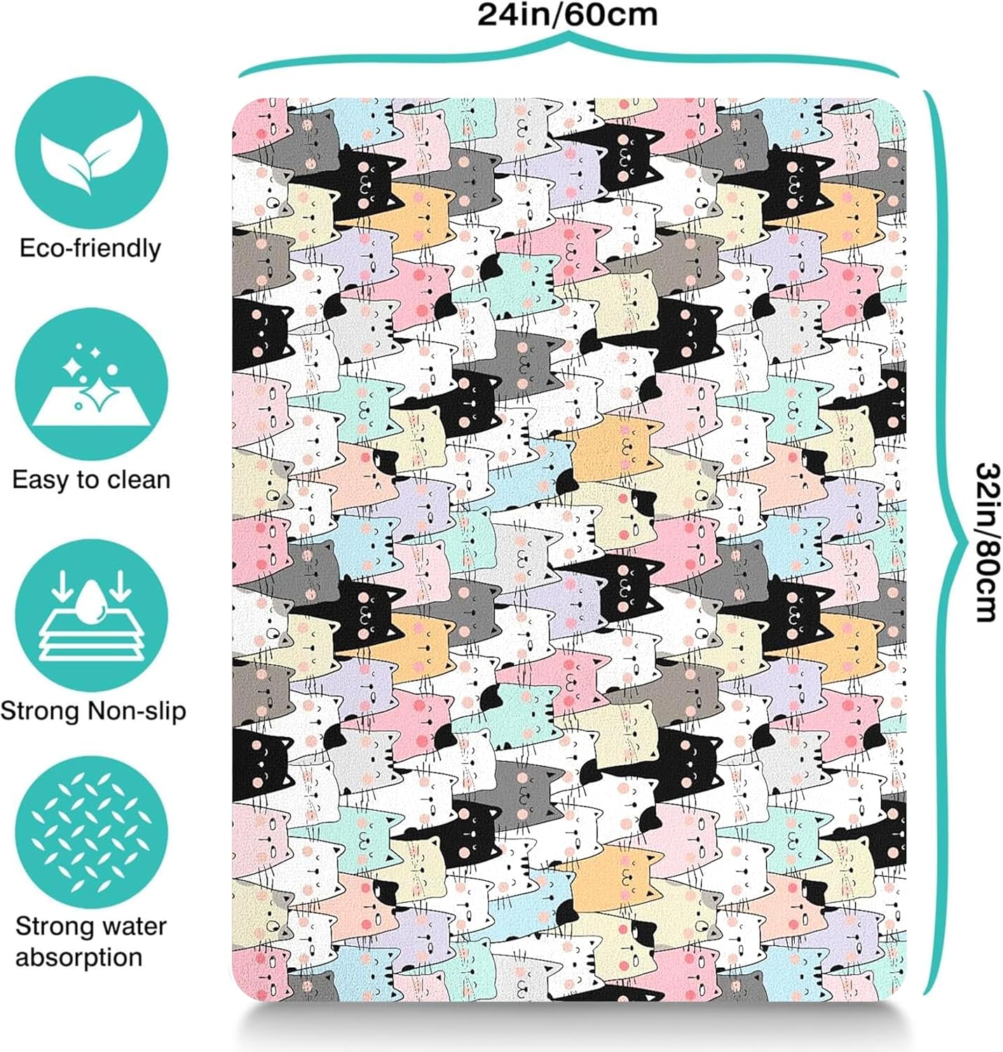 Pet Feeding Mat for Floors Waterproof Dog Mat for Food and Water Absorbent Quick Dry Non Slip mat for Cat Bowls