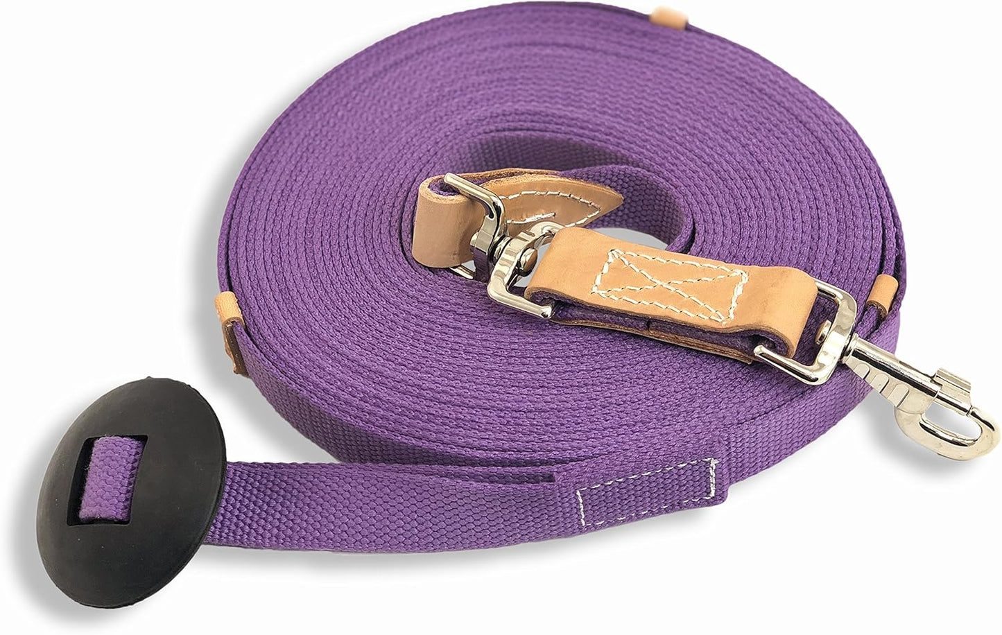 Southwestern Equine 35' Flat Cotton Web Lunge Line with Bolt Snap & Rubber Stop (35', Lavender)