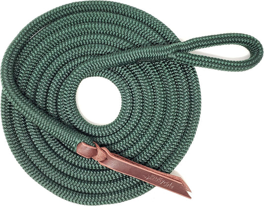 Double Braid Lead Rope with Eye Splice Loop, 12-14FT Lengths (Hunter Green, 14 ft.)