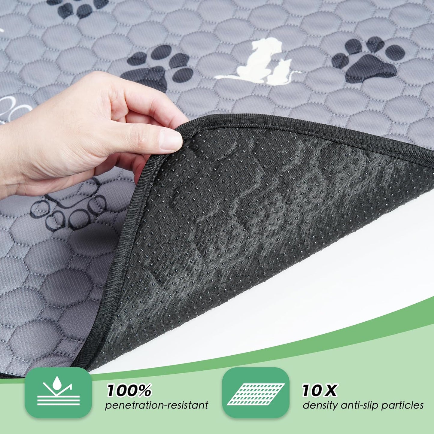 Washable Pee Pads, Puppy Pee Pad for Dogs, 2 Pack Absorbent Reusable Training Dog Pads Pet Puppy Pads, Non-Slip Potty Pads for Whelping, Playpen, Crate, Bed, Grey 36"x54"