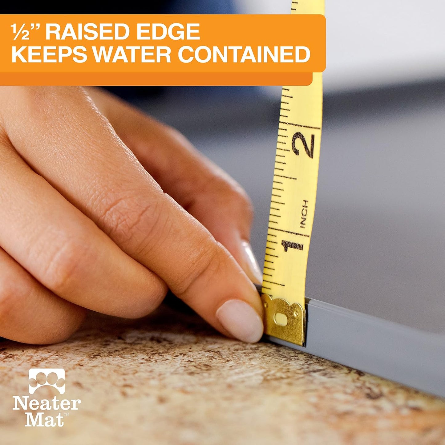 Neater Pet Brands Neater Mat Pet Mats for Food and Water, Cat & Dog Bowl Mat Waterproof Silicone, Feeding Tray, Dog Food Mats for Floors, Placemat w/Raised Edge for Under Bowls, 32" x 24", Grey