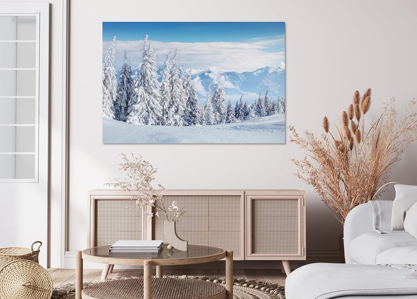 Nature Wall Art Prints - Ocean Forest Mountain Lake Canvas Landscapes - Small to Extra Large Living Room Bedroom Kitchen Bathroom Décor (Snow Covered Trees on Mountain, 31L" x 47W")