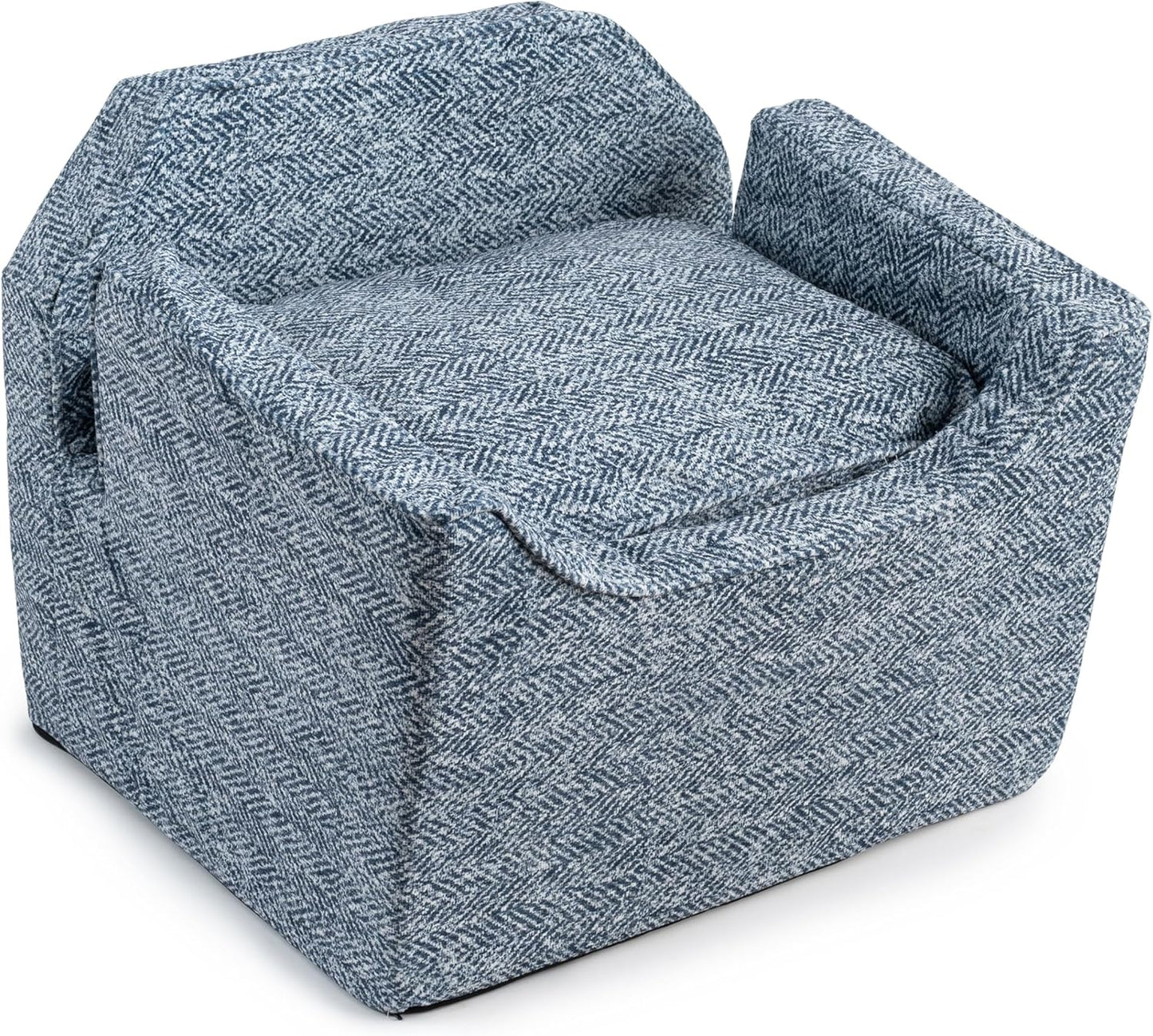 Snoozer Dog Car Seat, Lookout I Dog Booster Car Seat for Small Dogs Under 25lbs, Size: Medium, Fabric: Palmer Indigo, Pet Car Seat to Alleviate Car Sickness for Dogs, Removable Machine Washable Cover