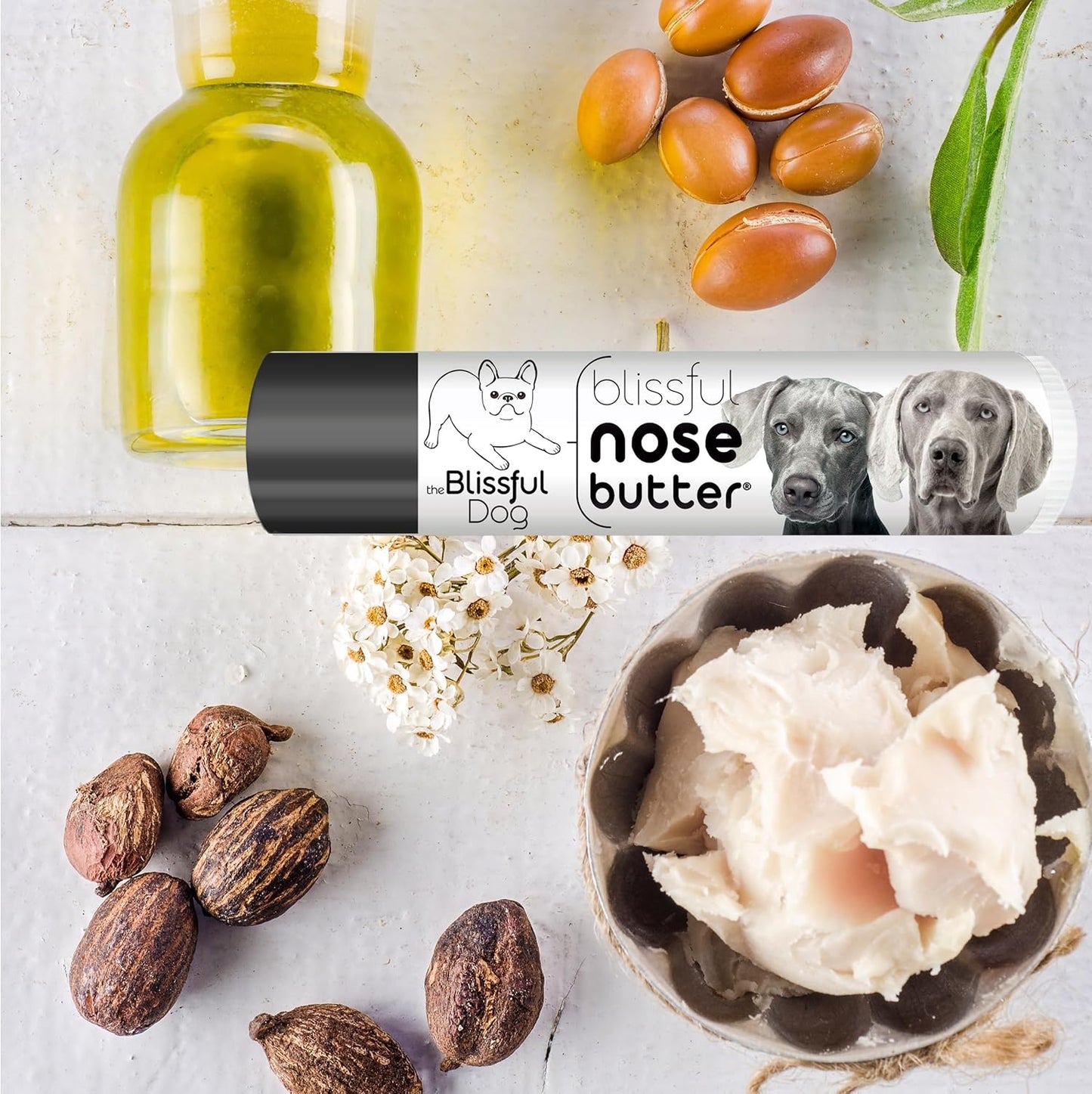 The Blissful Dog Weimaraner Nose Butter for Dry, Cracked Skin, Lick-Safe Dog Nose Balm with Moisturizing Shea Butter, Almond, Olive, and Essential Oils, Pet Supplies, Uncented, 0.15 oz.