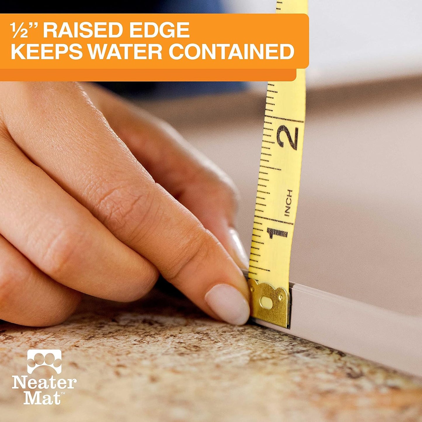 Neater Pet Brands Neater Mat Pet Mats for Food and Water, Cat & Dog Bowl Mat Waterproof Silicone, Feeding Tray, Dog Food Mats for Floors, Placemat w/Raised Edge for Under Bowls, 24" x 16", Cappuccino