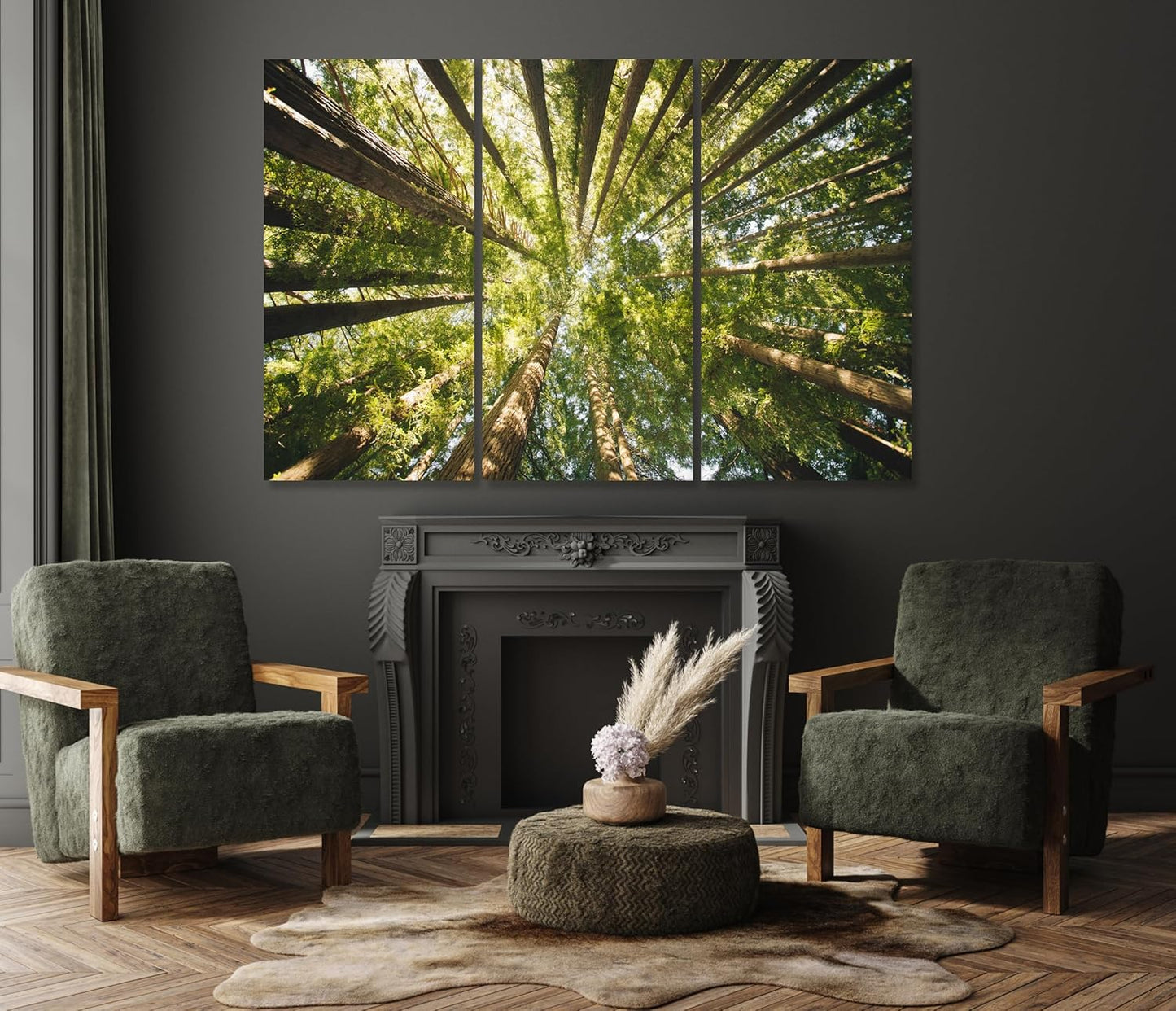 Nature Wall Art Prints - Ocean Forest Mountain Lake Canvas Landscapes - Small to Extra Large Living Room Bedroom Kitchen Bathroom Décor (Serenity in the Forest, 47L" x 71W" - 3 panels)