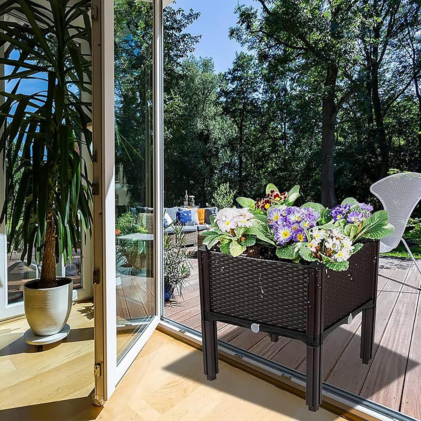 Planter for Outdoor Plants with Legs Raised Garden Bed Planter Box Elevated Garden Boxes Plant pots Perfect for Garden Patio Balcony Deck to Planting Flowers Vegetables Tomato and Herbs