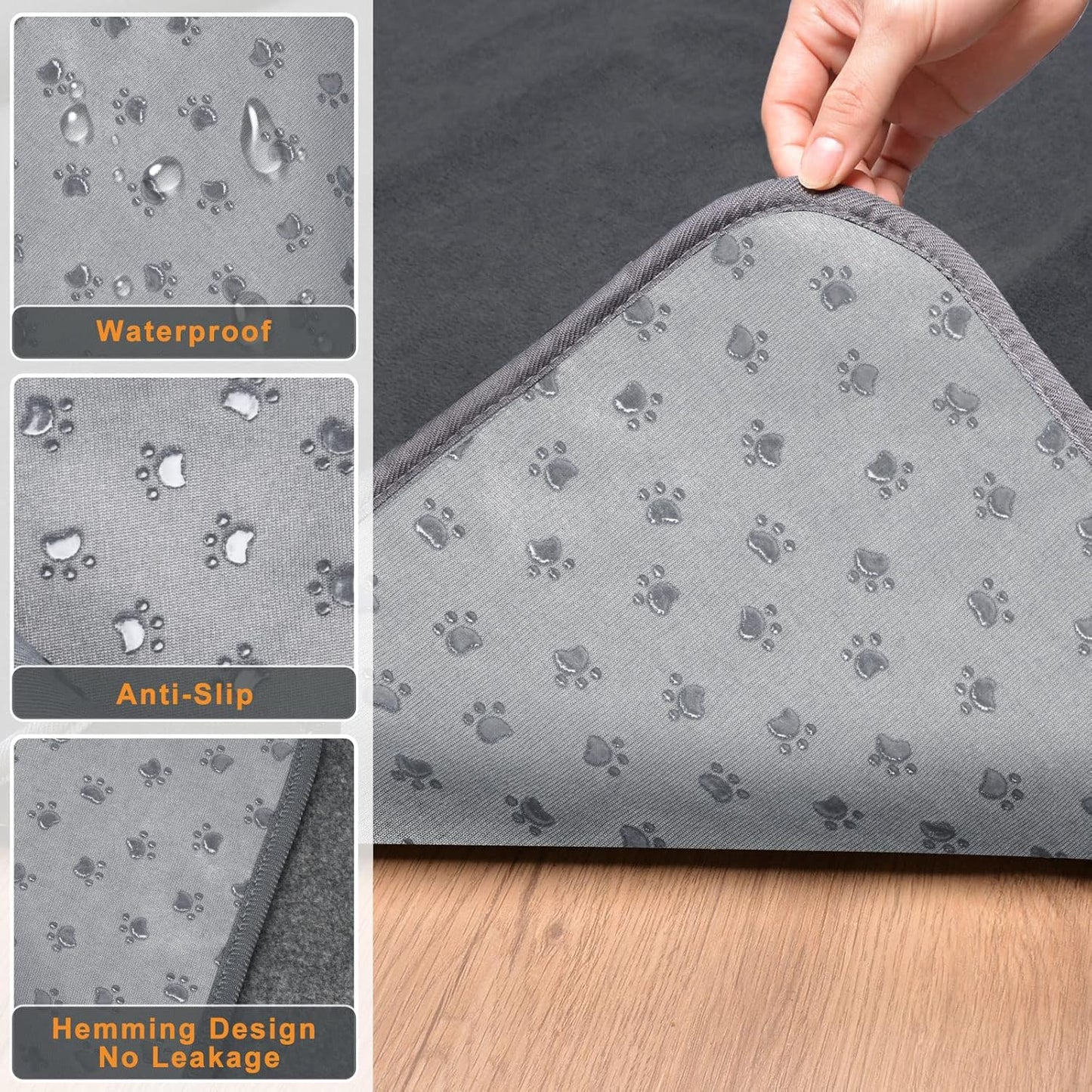 LOOBANI Washable Pee Pad for Dogs, 2 Packs Non-Slip Puppy Training Pads, Fast Absorbent Pet Whelping Pads, Puppy Playpen Mat for Incontinence, Housebreak, Crate, 41x41in, Gray