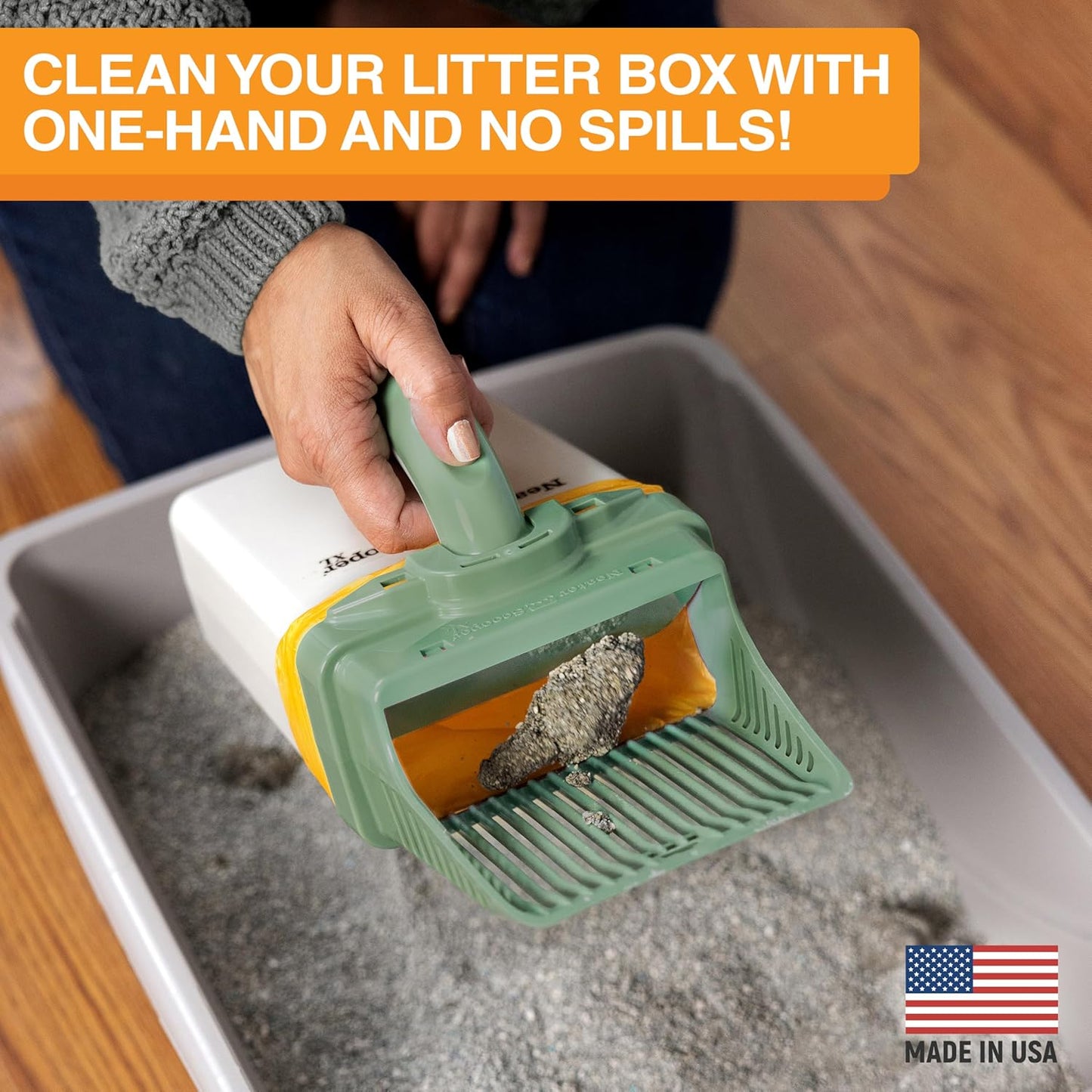 Neater Pet Brands Neater Scooper XL Cat Litter Scoop, 195 Refill Bags – Extra-Large Capacity Mess-Free Cat Litter Scooper with Bag for Large & Multiple Cats, Spill-Proof Litter Box Scooper with Holder