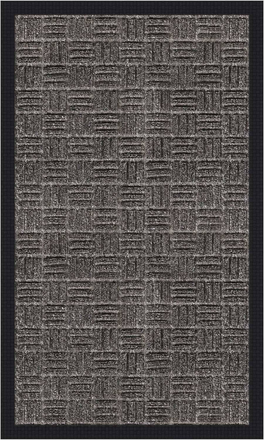 Indoor/Outdoor Hose-Wash Embossed Design Non-Slip Rubber 18" x 30" Modern Entryway Mat for Entryway, Patio, Backyard, Garage, 18" x 30", Charcoal