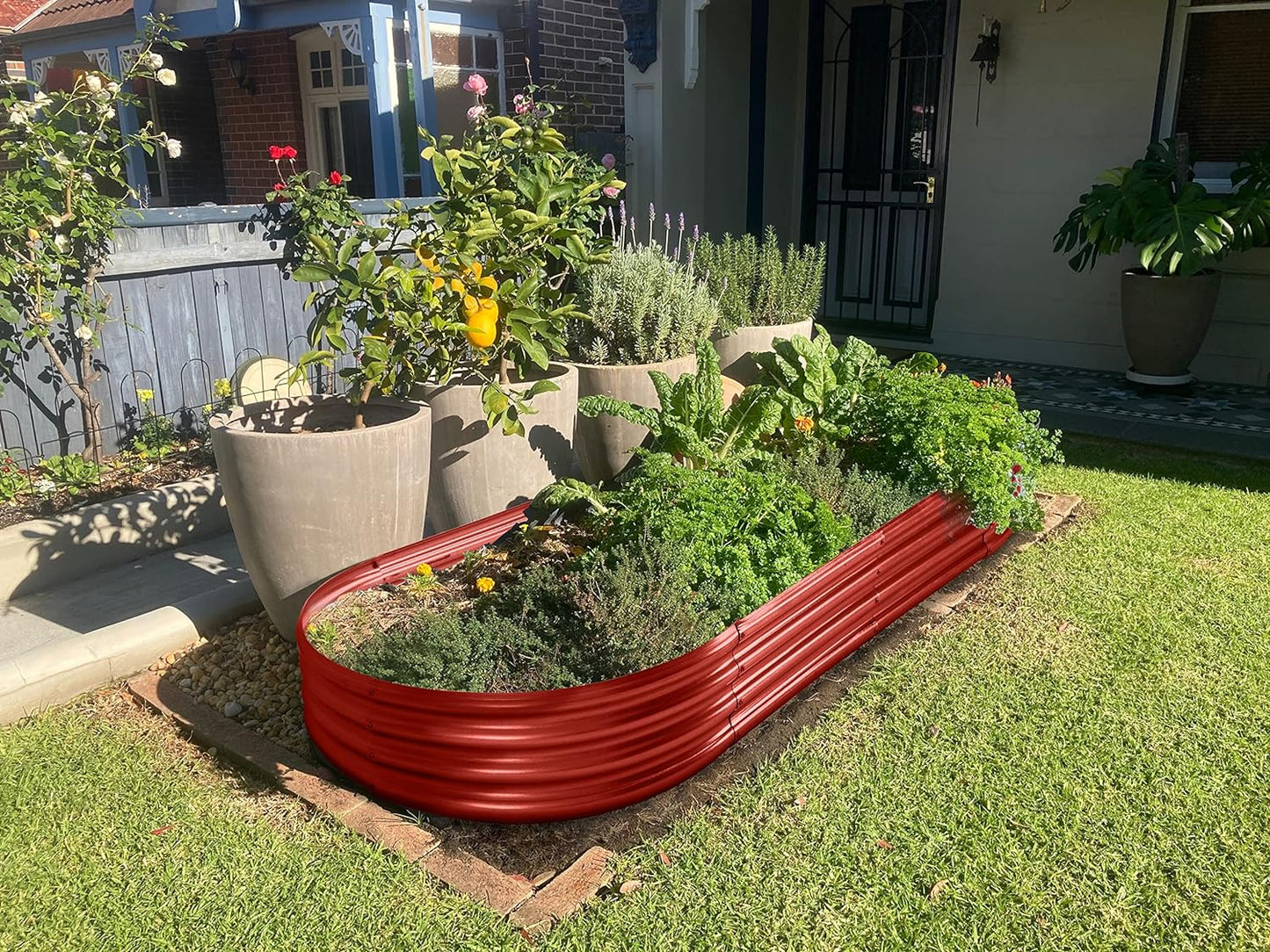 Land Guard Galvanized Raised Garden Bed Kit, Planter Boxes Outdoor, Oval Large Metal Beds for Vegetables(Brown)……