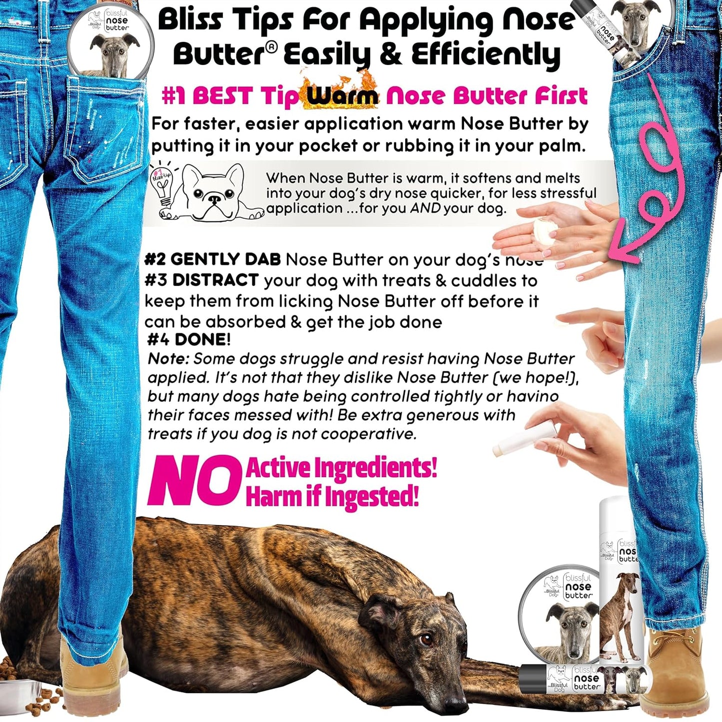 The Blissful Dog Greyhound Unscented Nose Butter - Dog Nose Butter, 4 Ounce